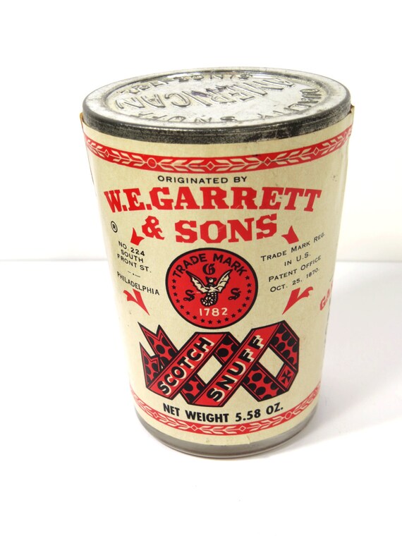 Vintage Garrett & Sons Glass Scotch Snuff Jar with Original