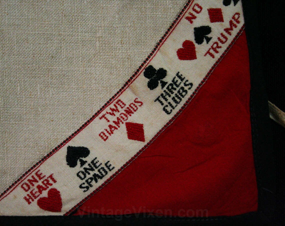Card Game Tablecloth 1940s 1950s Square Linen Table Cloth