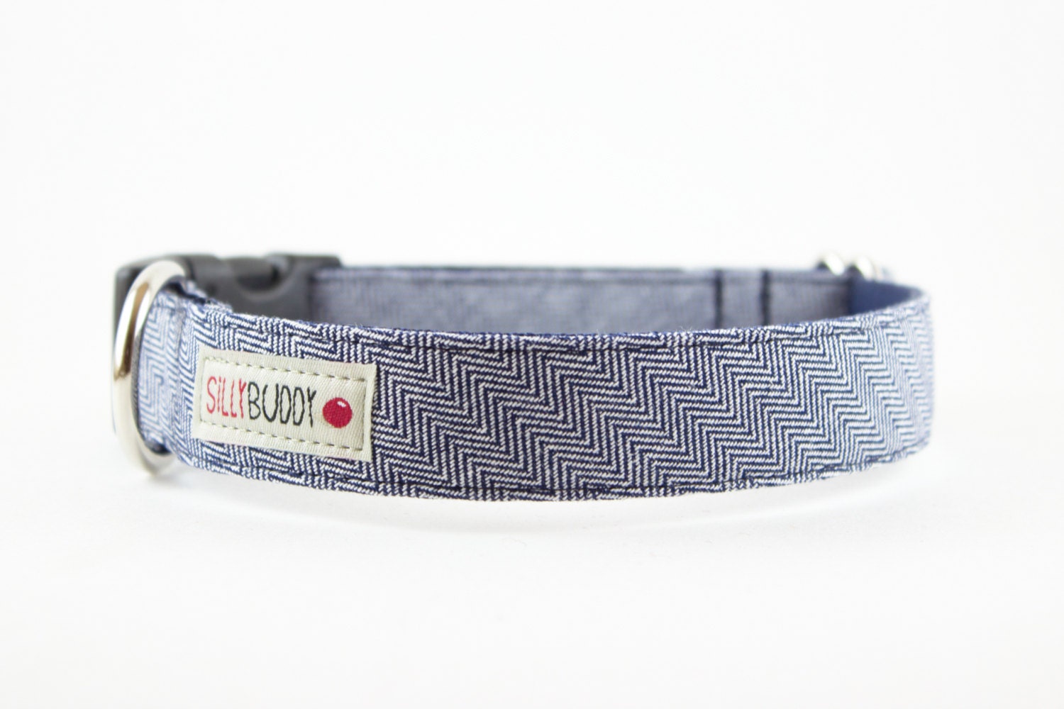 Indigo Herringbone Dog Collar by SillyBuddy on Etsy