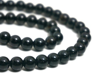8mm LARGE HOLE Onyx beads, round black gemstone bead with 2.5mm hole, 8 inch strand (1218S)