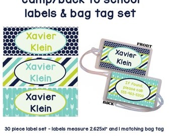 Summer camp Labels, back to school labels, Custom Made Backpack Tag, school labels, kids school labels, boy school labels, summer camp