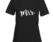 Custom Just Married "Mrs." Super Soft T-Shirt for Honeymoon Available in 2 Colors Add Your Last Name! Wedding Shower Gift