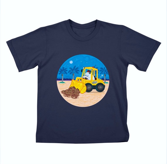 WALDOZER - Childrens - Walrus and Buldozer - Navy T-shirt / Tee by Oliver Lake - iOTA iLLUSTRATION
