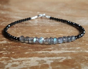 Labradorite Bracelet Mom Gift Black Spinel Bracelet Bead Beaded Bracelets Jewelry Womens Womens Gift for Women Gifts for Her Wife Girlfriend