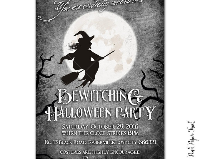 Annual Witches Tea Halloween Party Invitation, Bewitching Party Invitation, Halloween Witches Ball All Hallows Eve Printable Invitation v.2