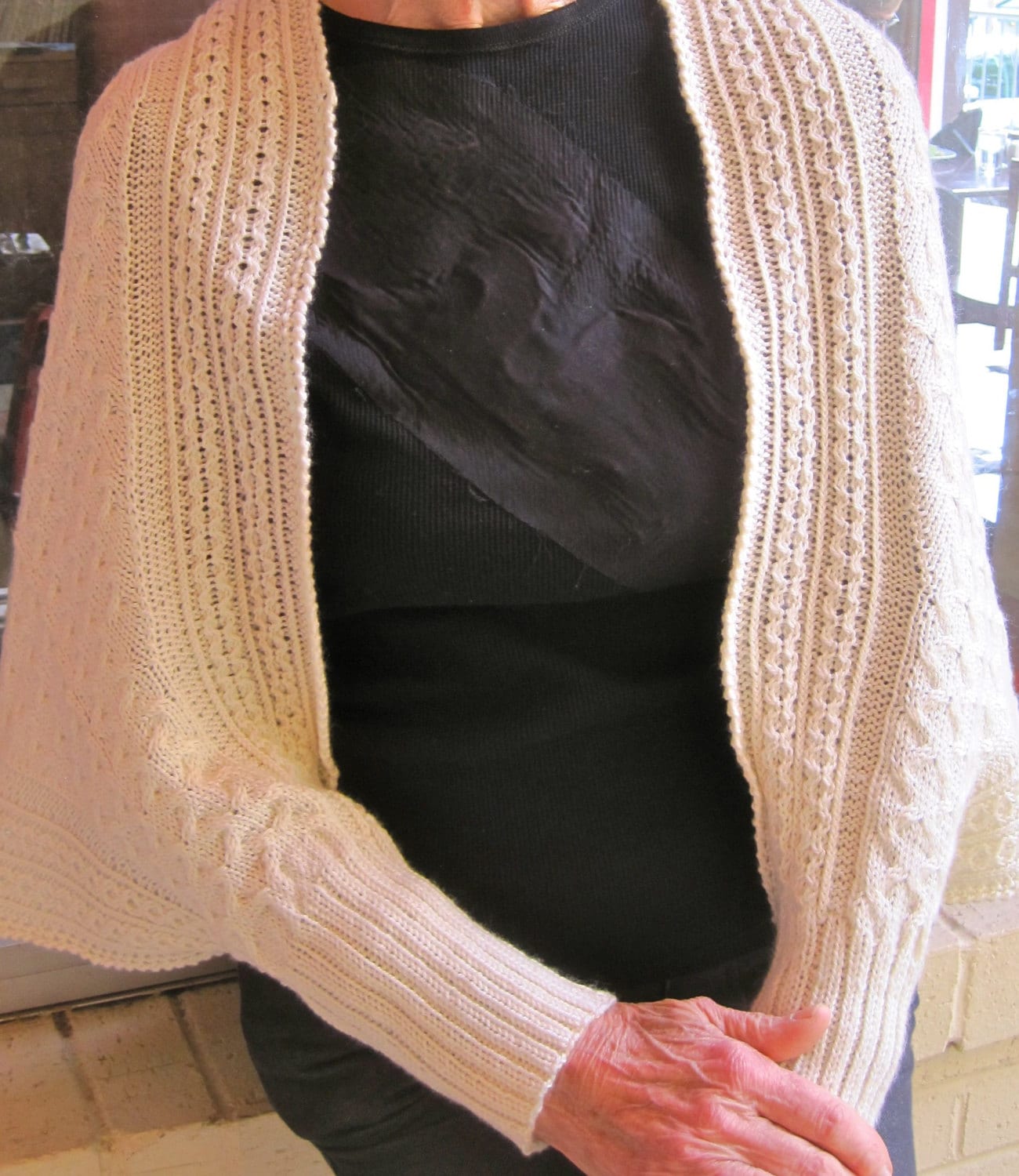 Knit Shawl Pattern Longford Cuffed Cabled Shawl Knitting