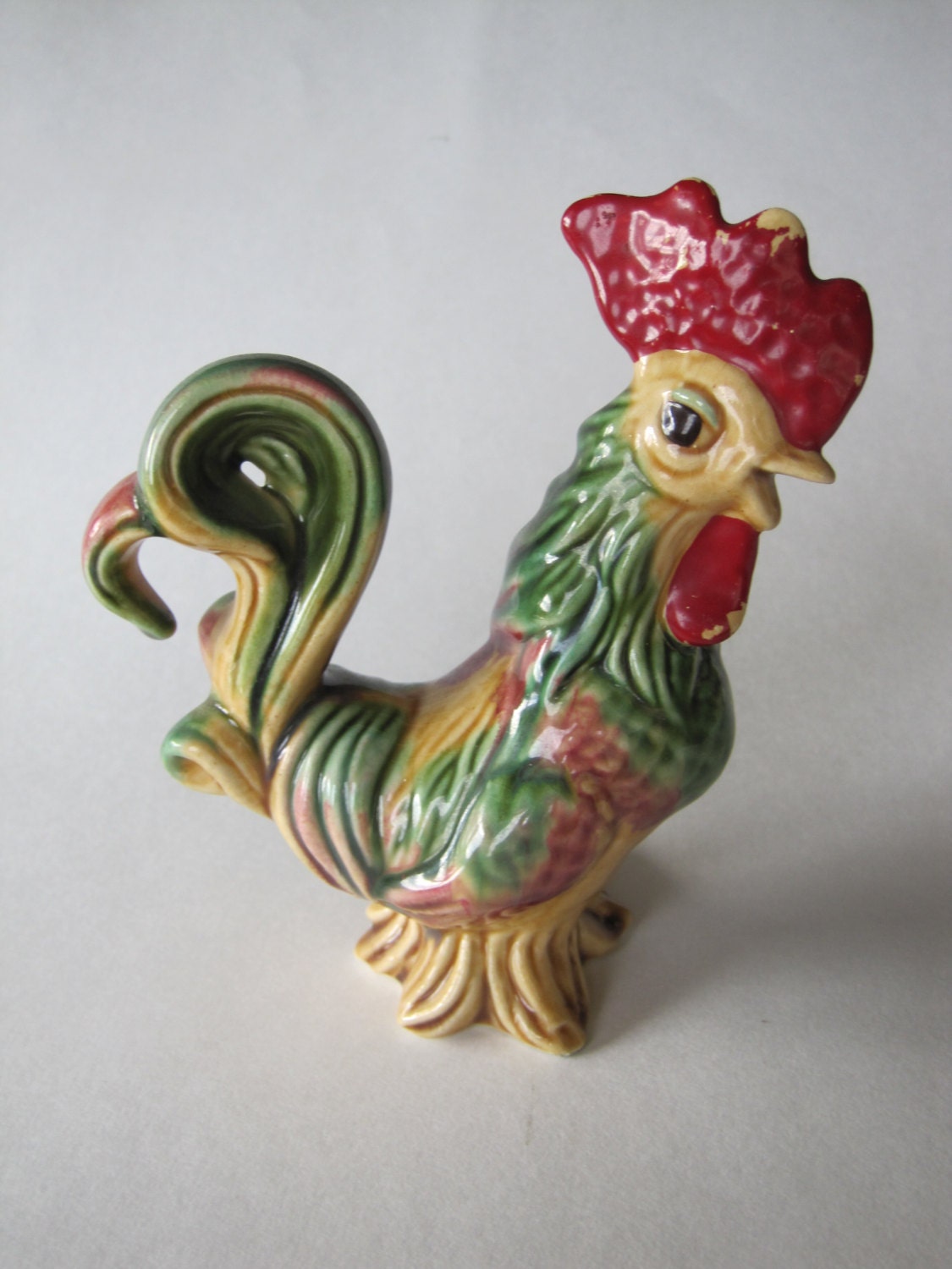 antique ceramic rooster figurine