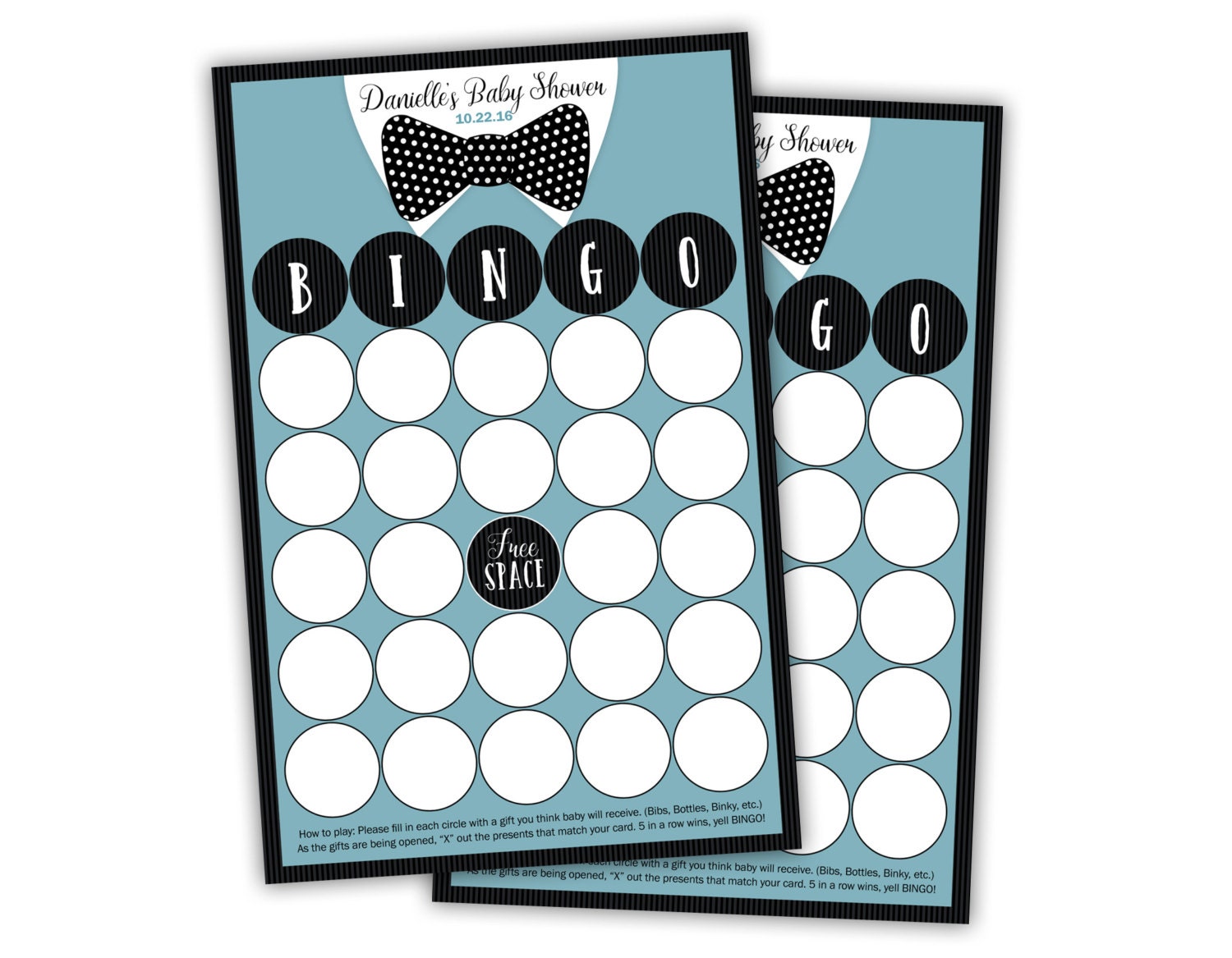 Bow Tie Baby Shower Bingo Baby Bingo Bowtie bingo game