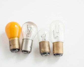 4 Mixed Lot Round Light Bulbs Jewelry Found Object Mixed Media Steampunk Industrial Assemblage Supply