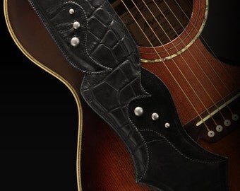 Black Guitar Strap, Guitar Strap Leather: Vitrinox Guitar Strap