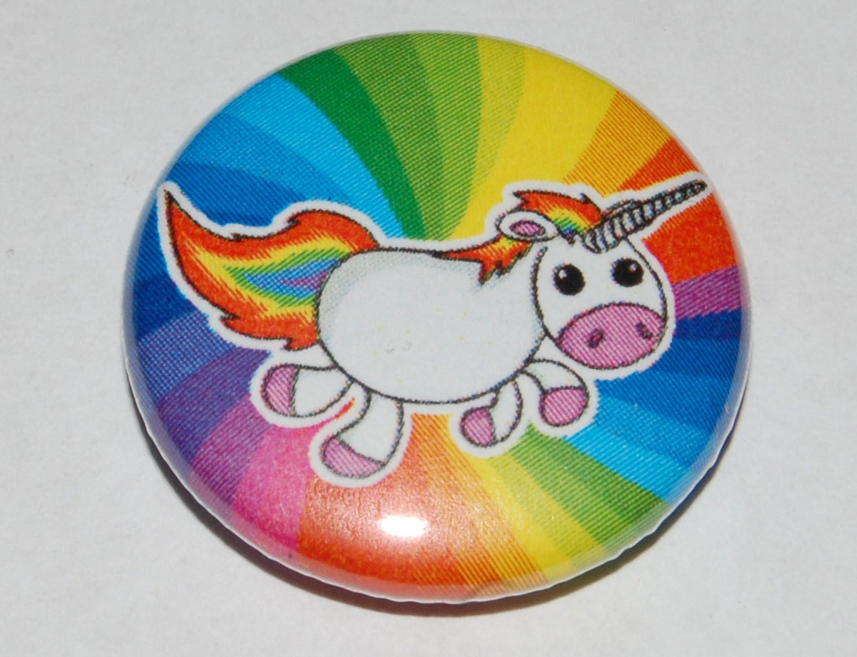 Rainbow Unicorn Button Badge 25mm / 1 inch Cute Gay