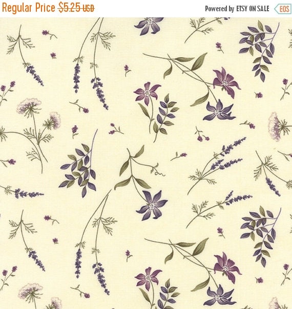 ON SALE Moda THE Potting Shed Holly Taylor 1/2 Yard Antique White 