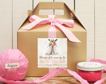 Boho Birthday Goody Boxes - Teepee Birthday Party - Teepee Label Design | Party Favor Box | Kids Party Favor Box | Goody Bag | Set of 6