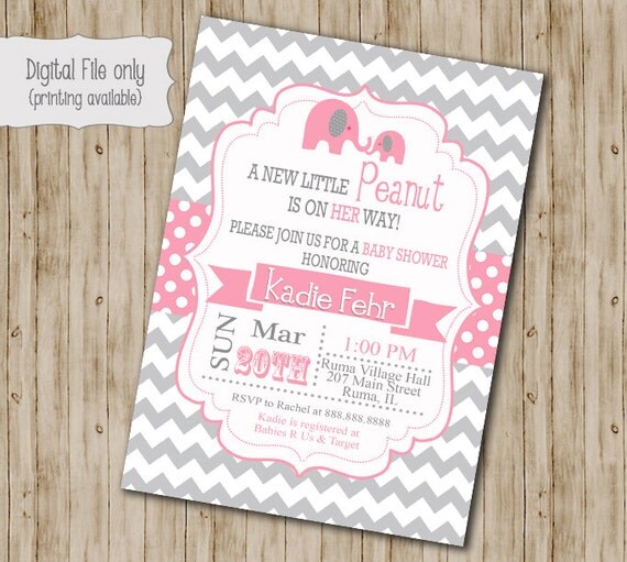 Elephant Baby Shower Invitation Elephant Baby Shower