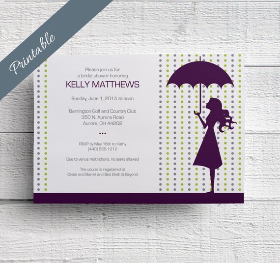 Printable Bridal Shower Invitation Umbrella by EdenWeddingStudio