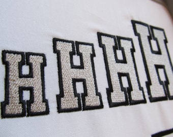 Varsity Collegiate, Collegiate block type Font machine embroidery designs - capital letters and numbers, 2 colors, outline, fill stitch, BX