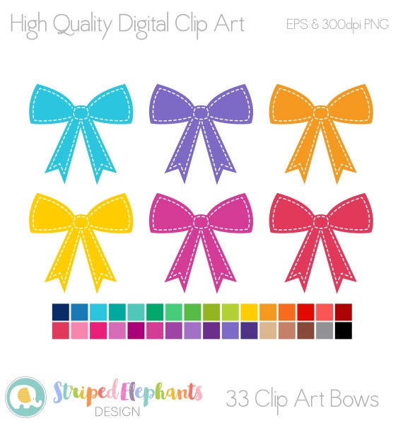 Bows Clipart Bows Clip Art Cute Clipart Vector by StripedElephants
