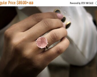 SUMMER SALE - Rose quartz ring,silver ring,gemstone ring,love gemstone ring,girlfriend gifts,cocktail ring