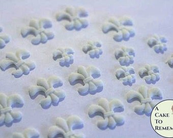 24 Gumpaste Fleur De Lis for cake decorating, edible fleur de lis, cake pop fleur de lis, cookie decorating fleur de lis cupcake decorating.