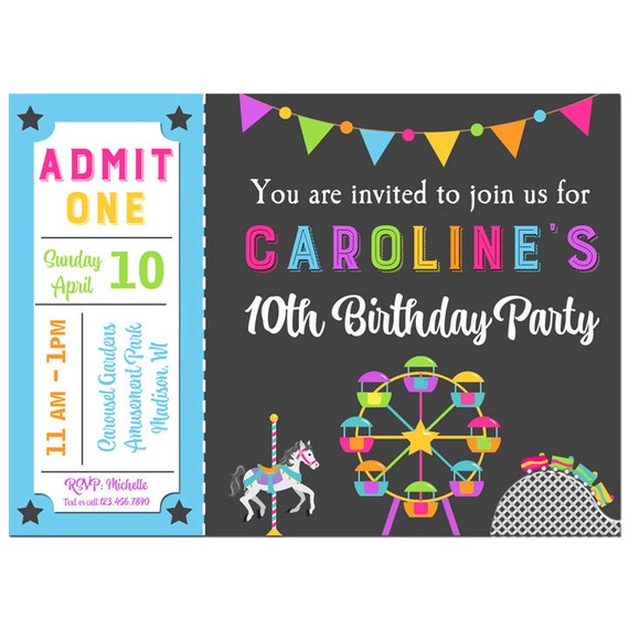 Amusement Park Birthday Invitations Free 7