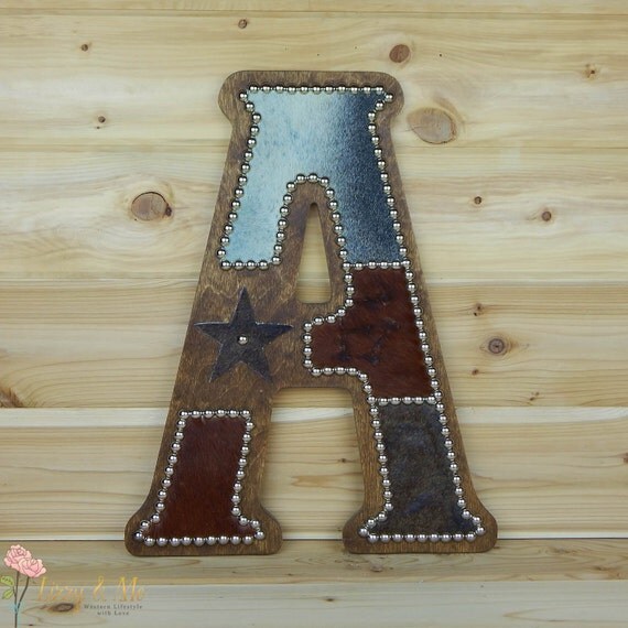 Cowhide Wall Letter A Western Home Decor Wall by LizzyandMe