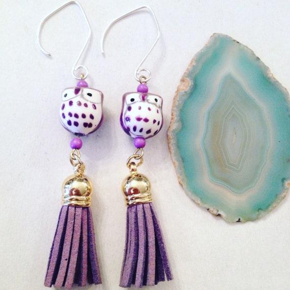 Owl Tassel Earrings by addiewuensch on Etsy
