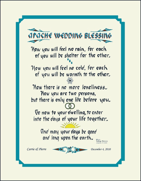 Apache Wedding Blessing Personalized Matted Southwest design