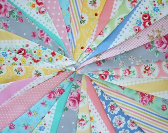 Shabby Chic Fabric Banners, Bunting, Garland, Wedding Bunting, Pennants, Flags - 25 ft (extra long)