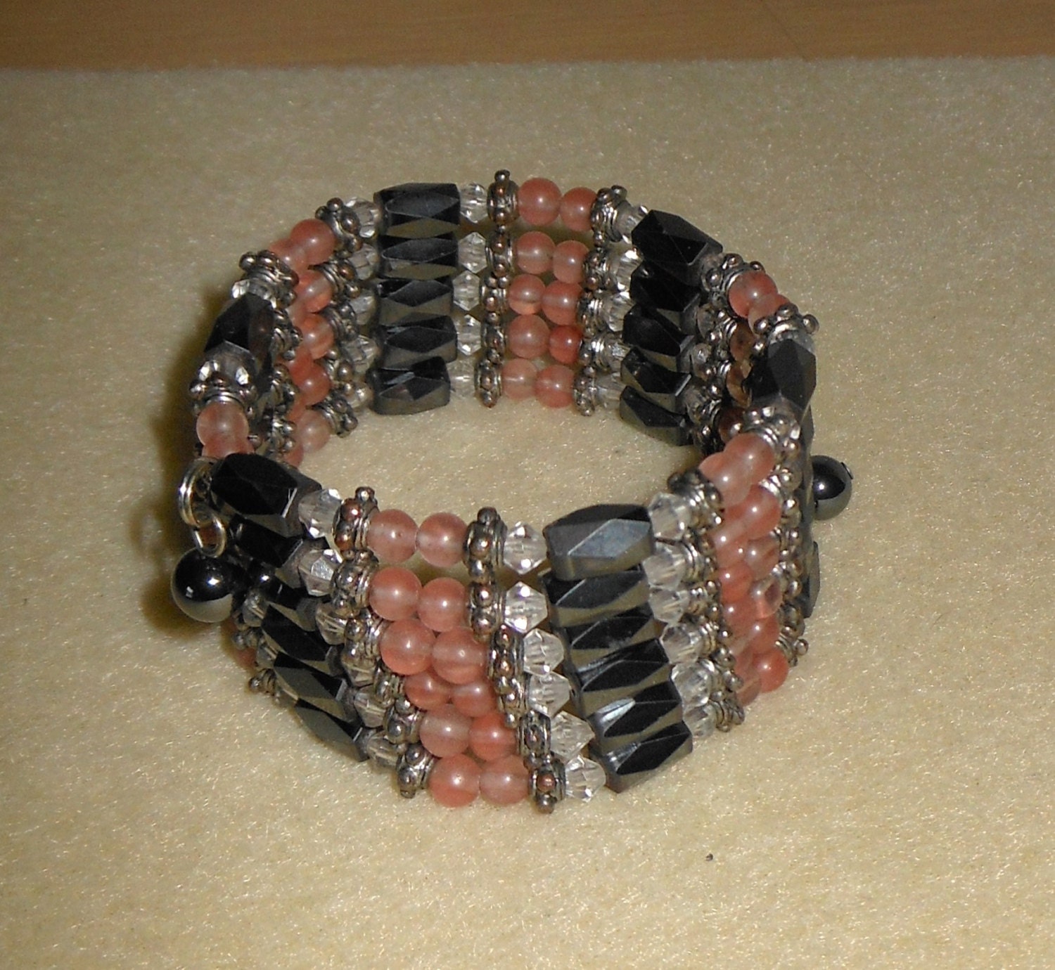 Hematite/Genuine hematite beaded brackelet/hematite