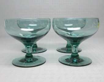 Russel Wright glass American Modern , Morgantown , set of 4 seafoam wine glasses