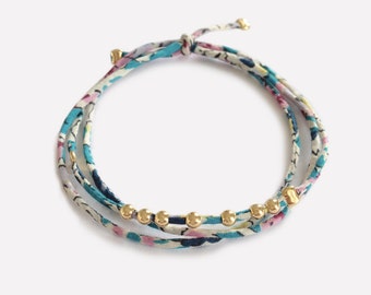 Liberty Bracelet with Gold Plated Beads • Bracelet en Liberty et perles en Plaqué Or