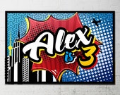 Superhero Birthday Party Backdrop - Printable sign - DIY Print candy buffet sign, dessert table, super hero, heroine, superhero city sign