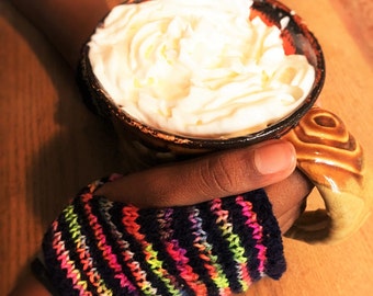 Wrist Warmers, Fingerless Gloves Hand Knit in Gorgeous Noro Yarn