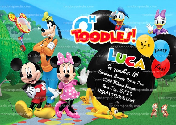 Mickey Invitation, Mickey Mouse Clubhouse Party, Toodles Birthday Invite Il_570xn