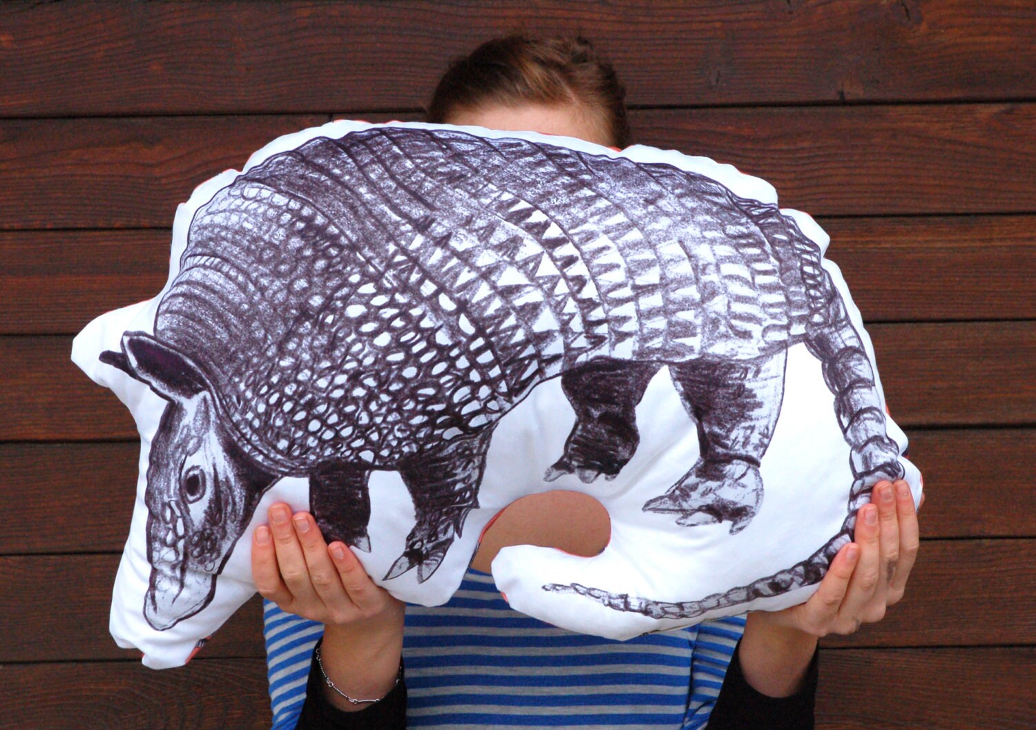 Quirky armadillo pillow decorative cushion stuffed by annanemone