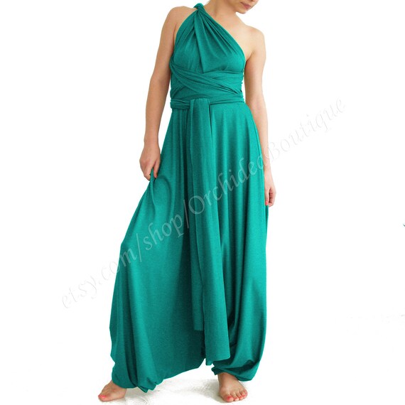 green summer Convertible wrap infinity jumpsuit harem yoga