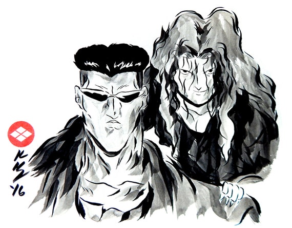 Toguro Brothers 8 x 10 Original Sumi-e Painting by KrisKnappArt