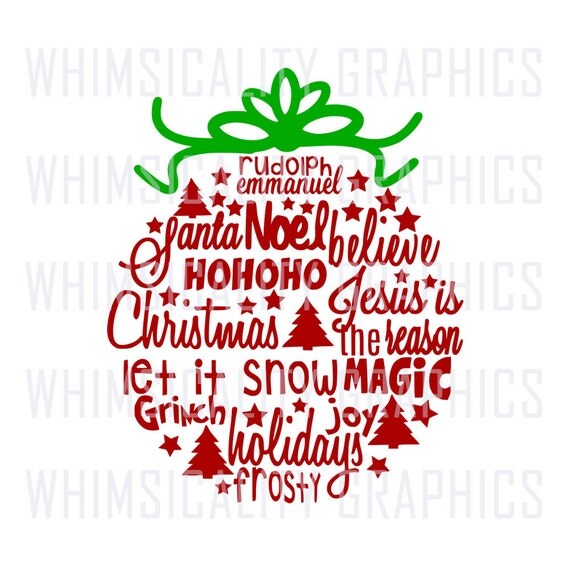 Download Christmas Ball Ornament Word Art with svg dxf png and eps