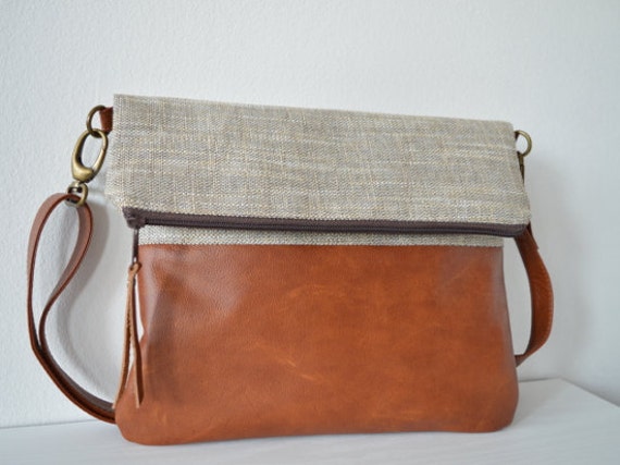 Leather and Upholstery Fabric Crossbody Bag Crossbody Purse