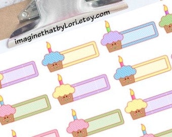 Cupcake Birthday Planner Stickers for Erin Condren Planner