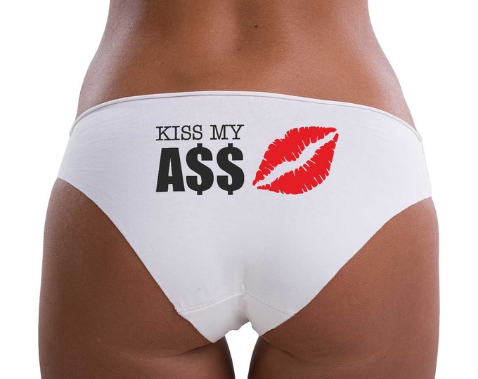 KISS MY ASS - funny women's underwear, women lingerie, printed underwear, fun slogan, cotton underwear, printed panties, funny women panties