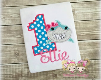 Shark birthday shirt - 1st birthday shark shirt - summer themed birthday shirt - personalized shark shirt - girls birthday shark shirt