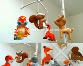 Ready to go / Enchanted Forest crib musical mobile / woodland animals / 3D woodland animals mobile / nursery decor / babyroom decor