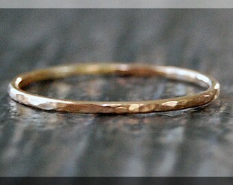 Ultra Thin 14k Gold Stacking Ring, Hammered 14k gold filled ring, Stacking Ring, delicate gold filled ring, Dainty stacking ring, gold ring