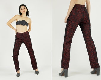 ROMEO GIGLI Vtg Silk Trousers Rose Print