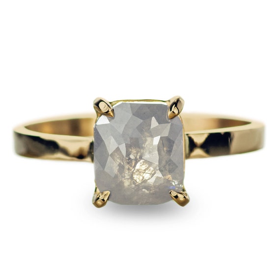 Grey Diamond 14k Gold Engagement Ring by PointNoPointStudio