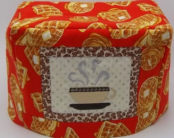 Two Slice Toaster Cover, Waffles and Coffee