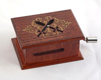Game of Thrones Song of Ice and Fire soundtrack and design inspired handmade wooden music box with melody paper strip