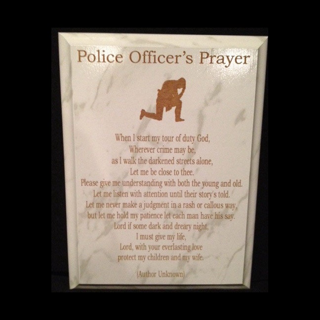 Engraved Police Officer Prayer Plaque Police Prayer Police