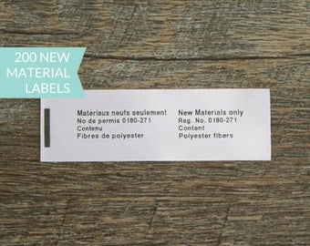 Qty 200 - Satin new material label - Satin Law label - toy label - Small article label - USA form 3 label